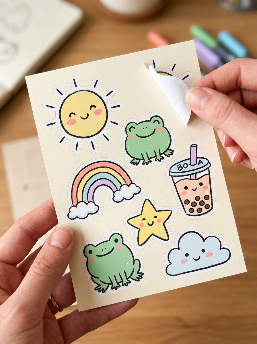 RojakLab kiss-cut sticker sheet with pastel designs